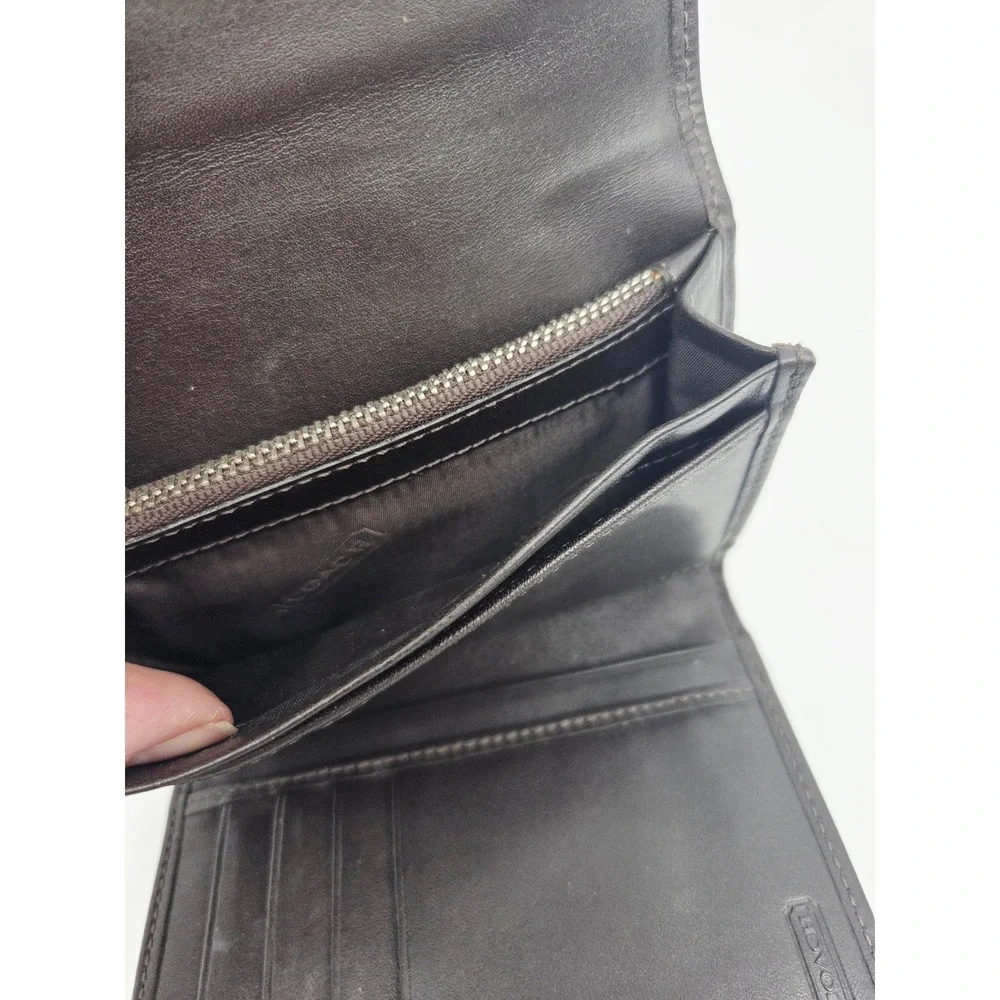 Coach Wallet Signature Navy Dark Brown Bifold 5.5x4 Medium Wallet/Card Holder